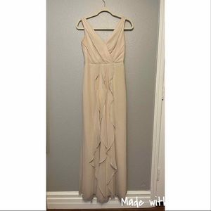 David’s Bridal - Vera Wang Champagne Ruffled Long Dress